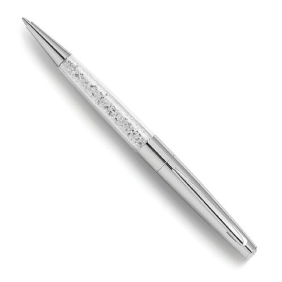 Silvertone Ballpoint Pen with Crystals - Picture 1 of 7
